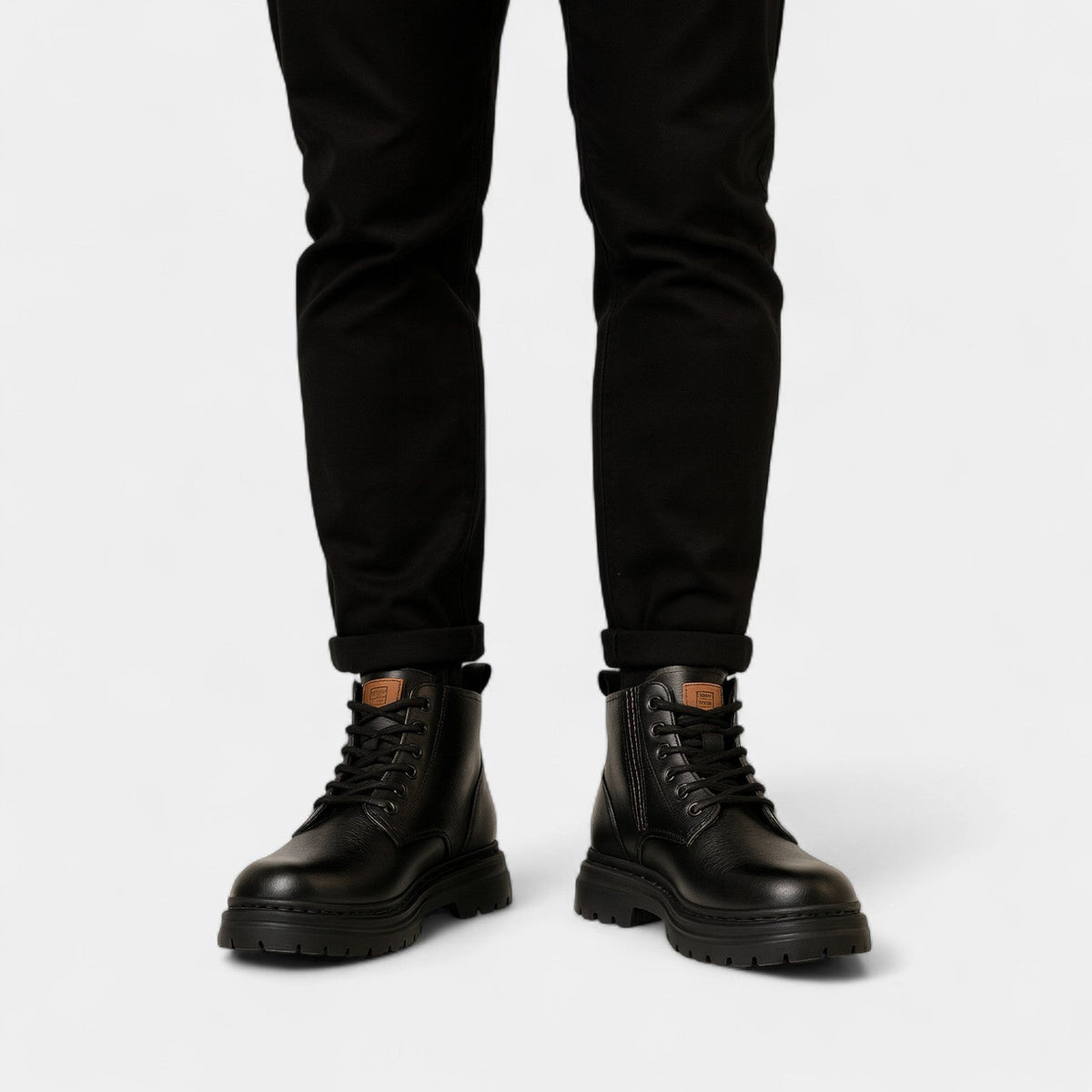 Bottes homme mi-hautes cuir pu