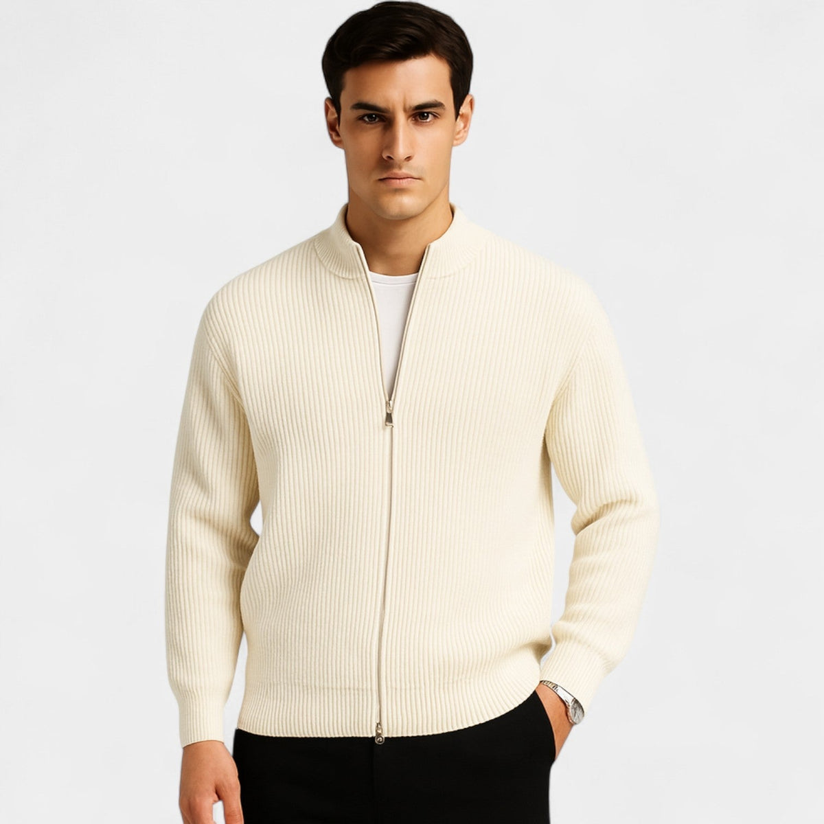 Cardigan homme maille col v