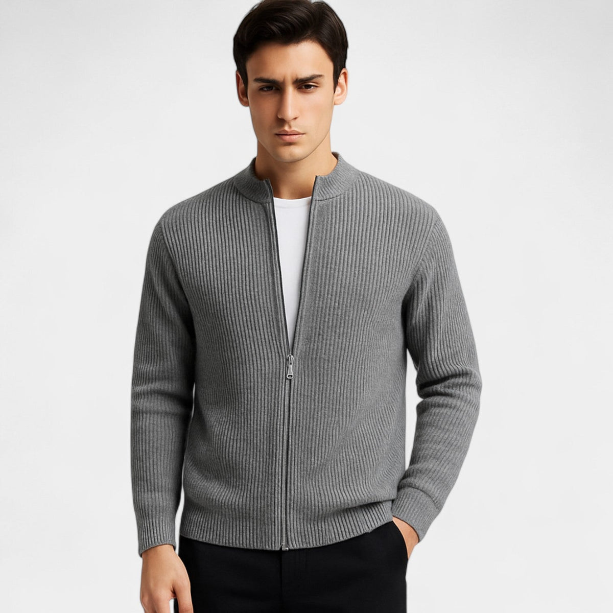 Cardigan homme maille col v
