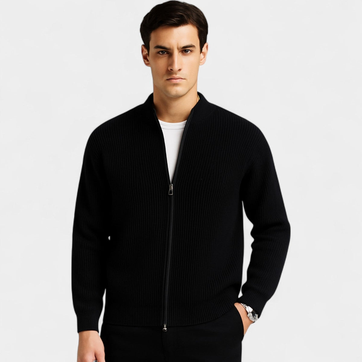 Cardigan homme maille col v