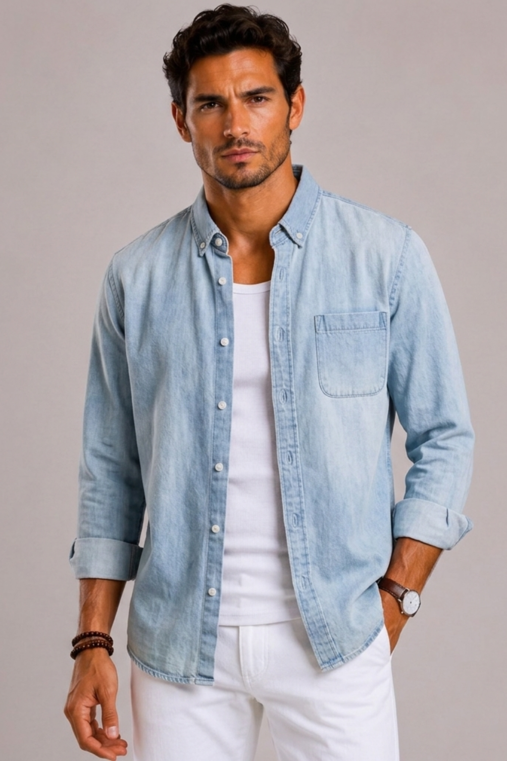 Chemise homme style denim classique