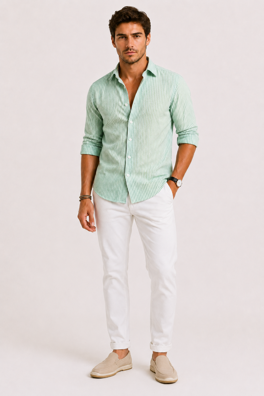 Chemise slim rayée hommes