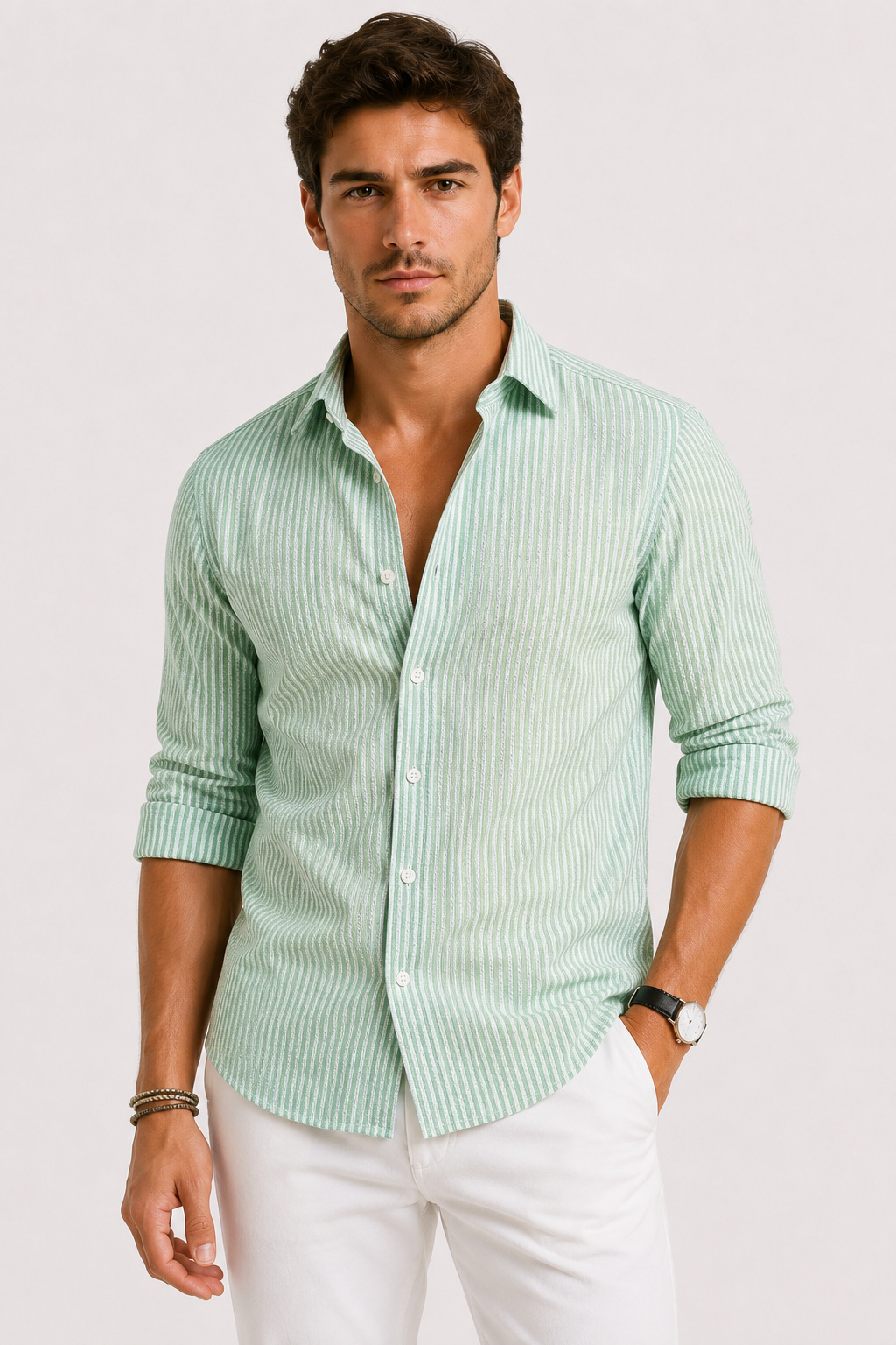 Chemise slim rayée hommes