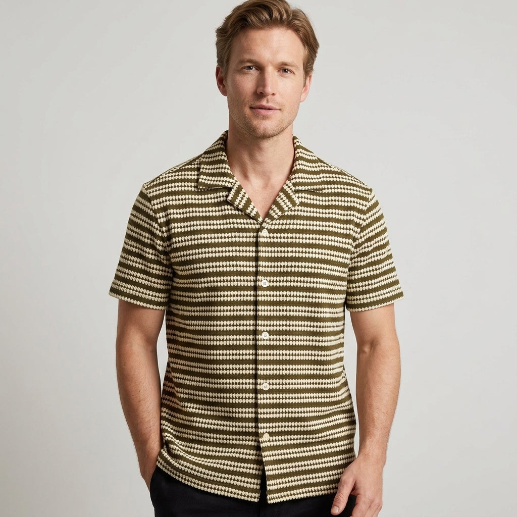 Chemise texturée à col v pour hommes