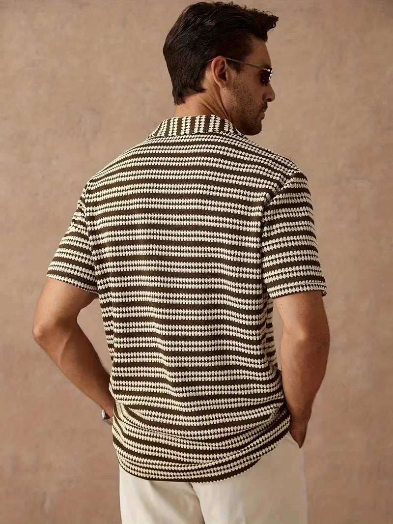 Chemise texturée à col v pour hommes