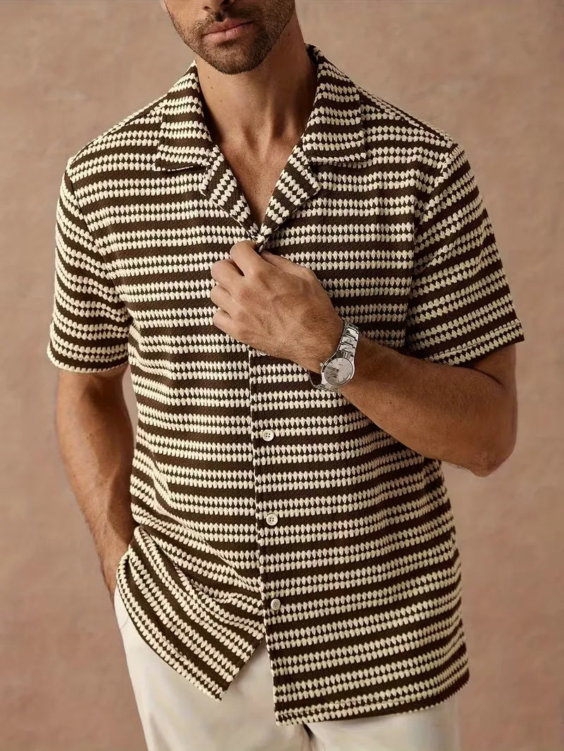 Chemise texturée à col v pour hommes