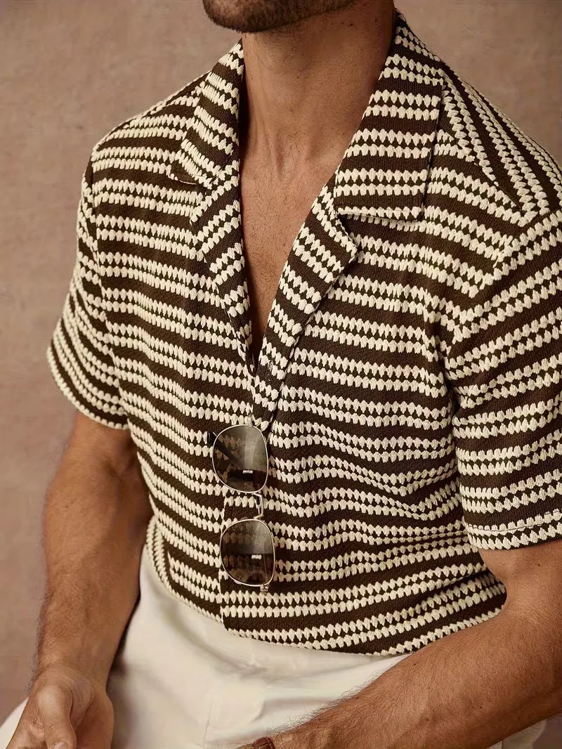 Chemise texturée à col v pour hommes