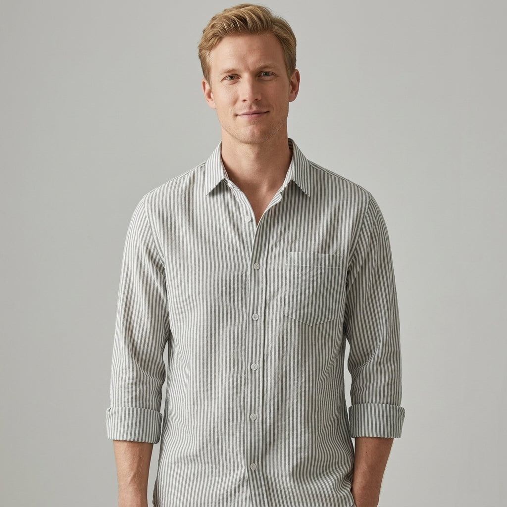 Chemise texturée avec motif vertical pour hommes