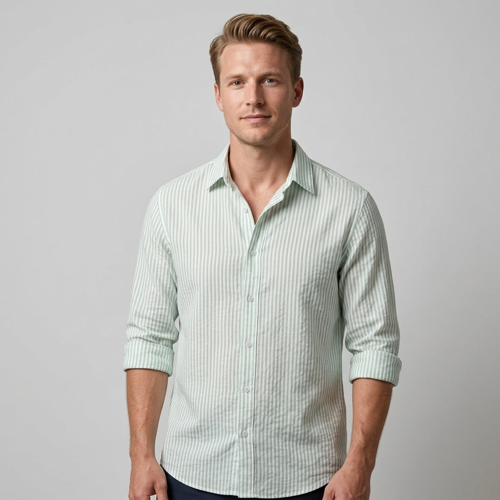 Chemise texturée avec motif vertical pour hommes