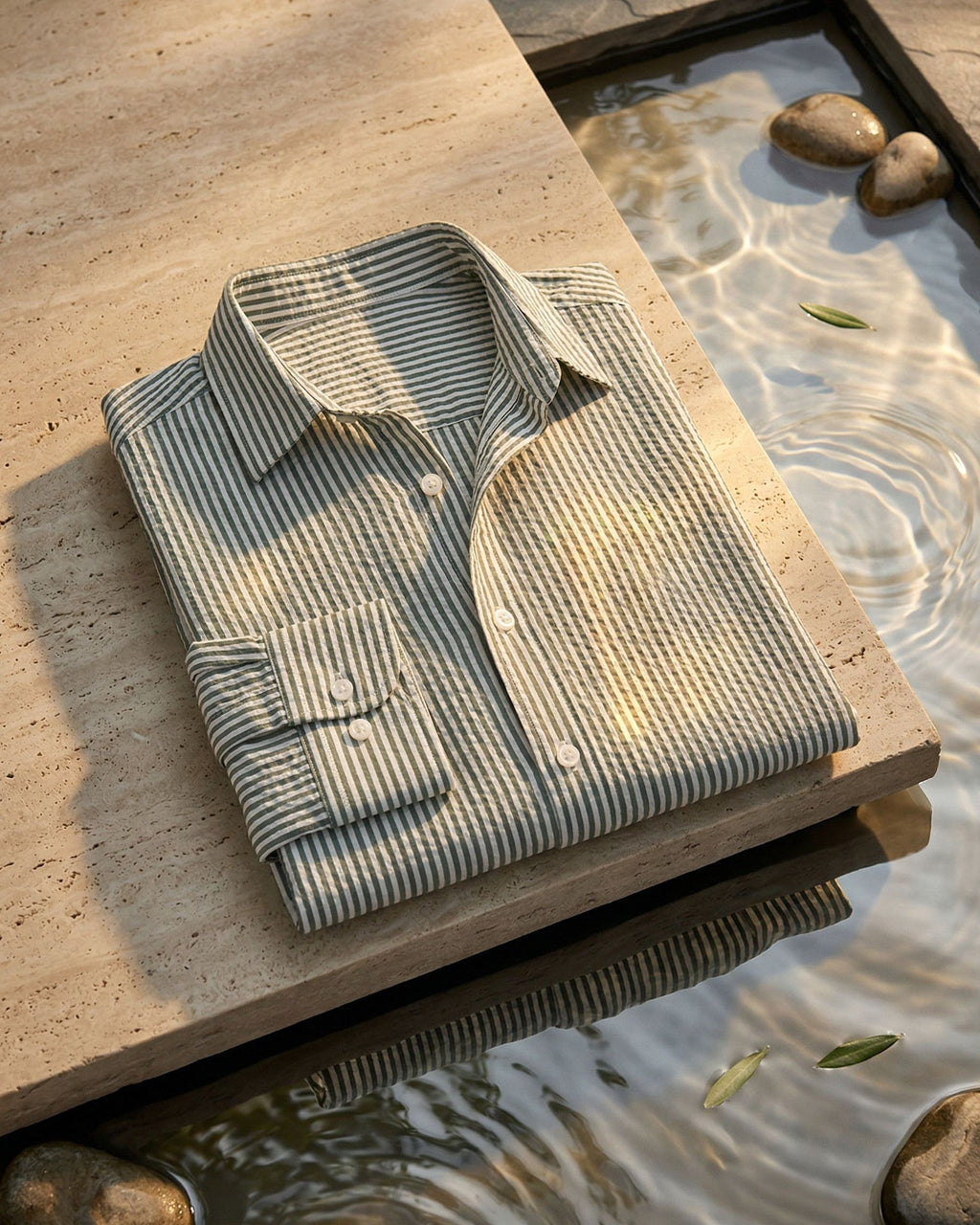 Chemise texturée avec motif vertical pour hommes