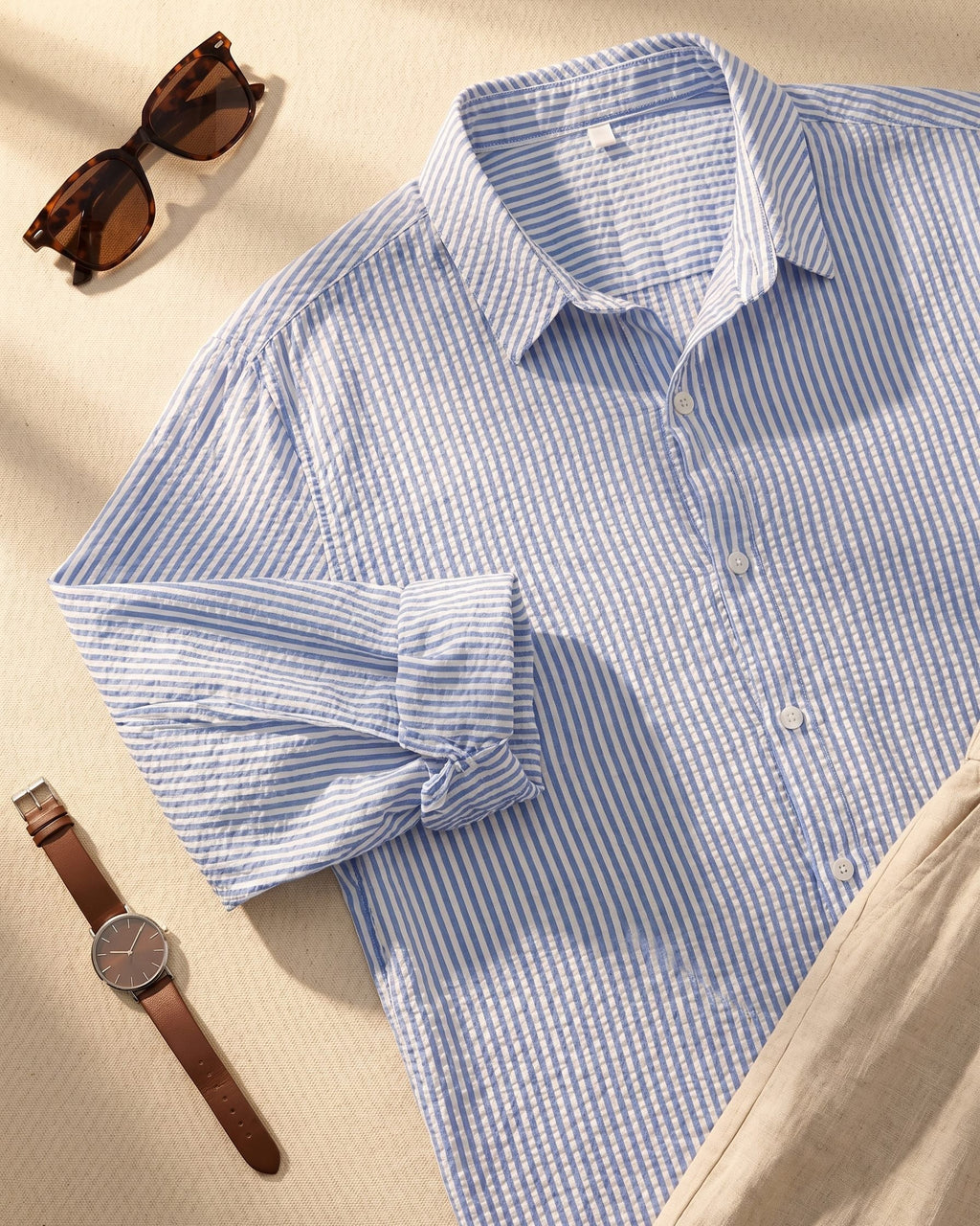 Chemise texturée avec motif vertical pour hommes