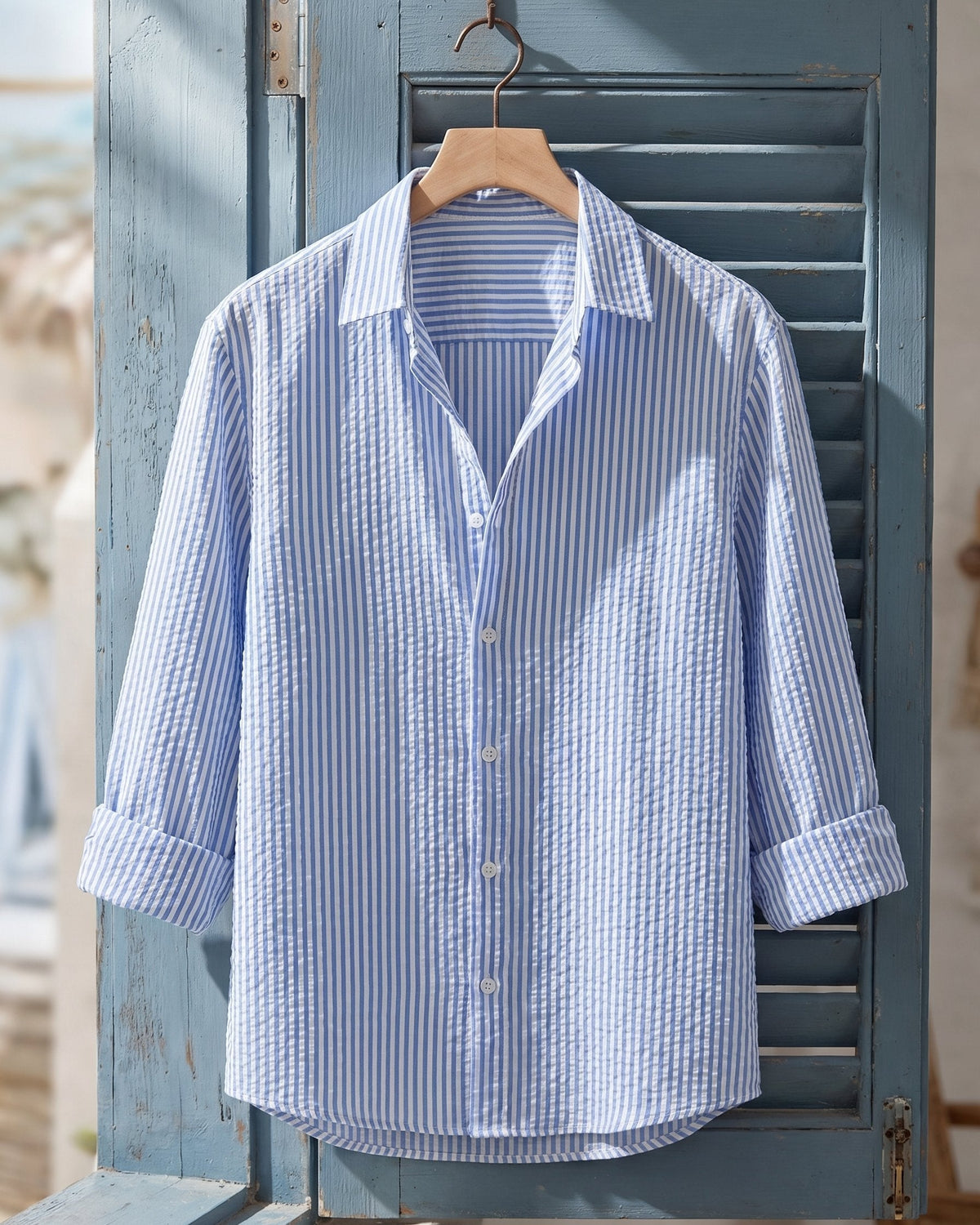 Chemise texturée avec motif vertical pour hommes