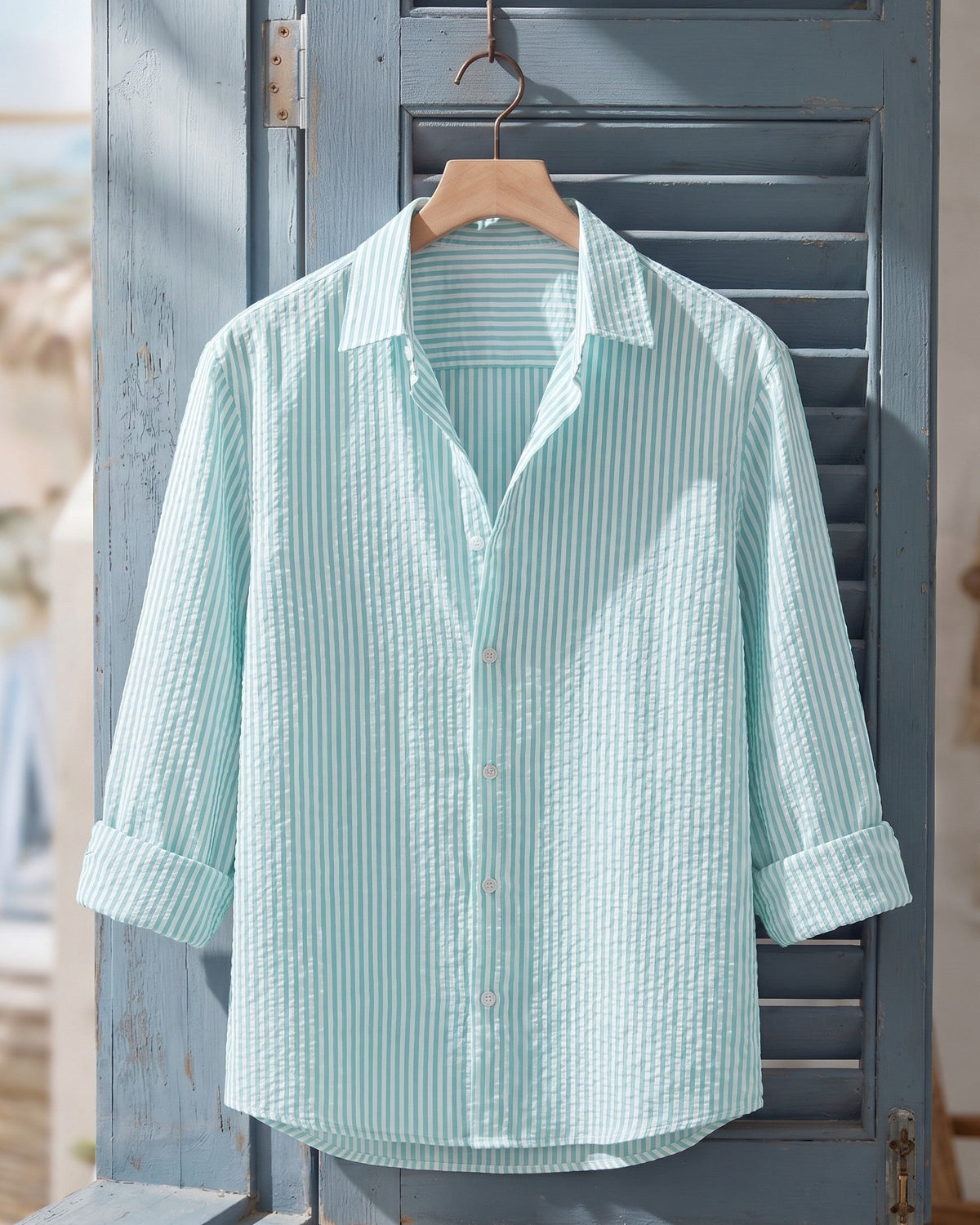 Chemise texturée avec motif vertical pour hommes