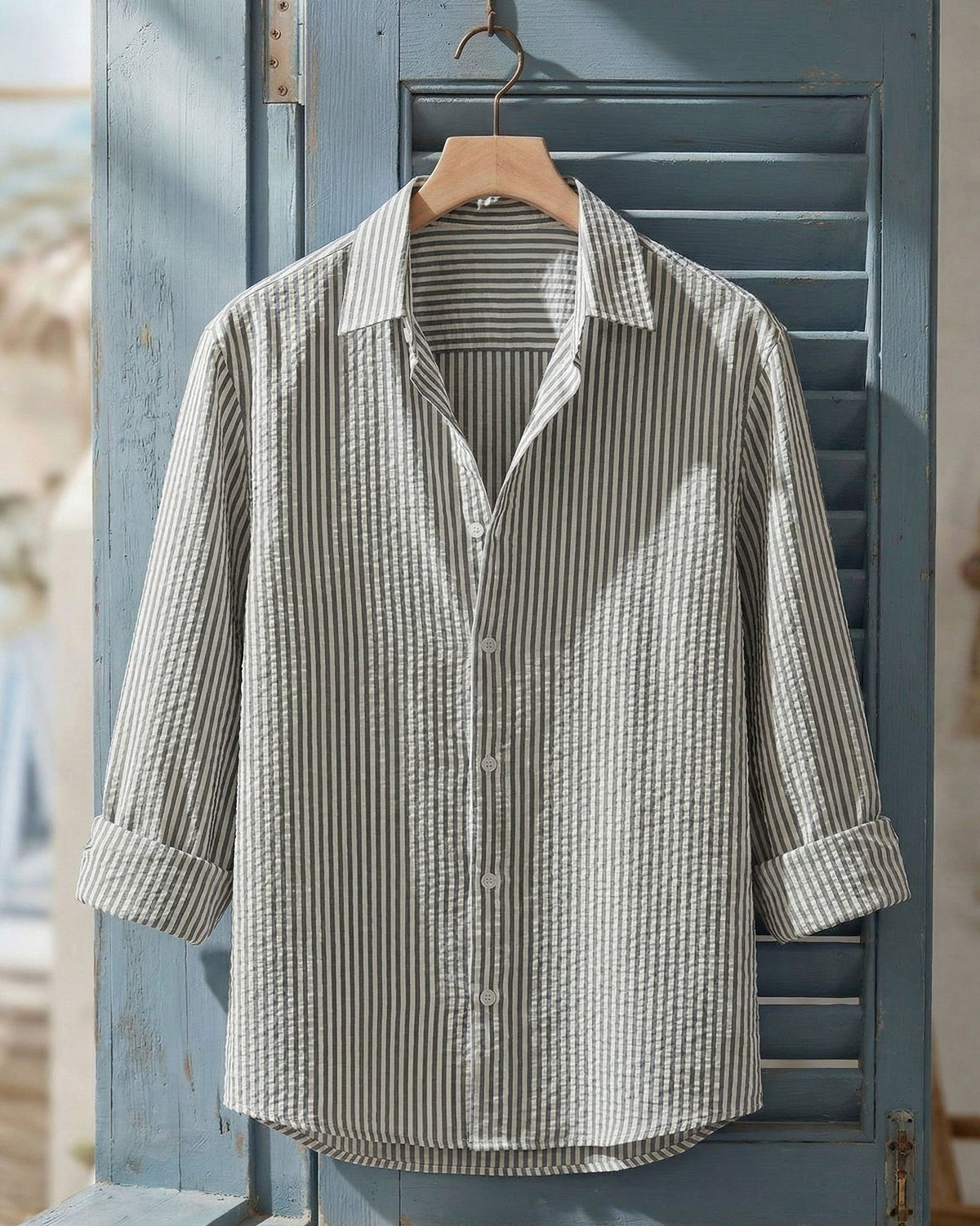 Chemise texturée avec motif vertical pour hommes