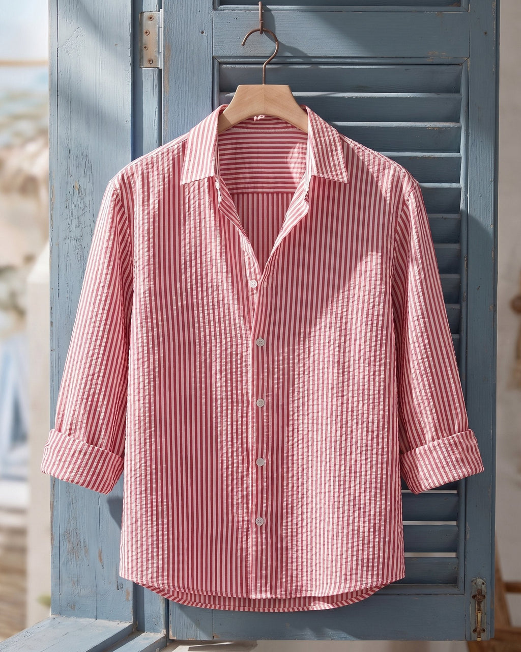 Chemise texturée avec motif vertical pour hommes