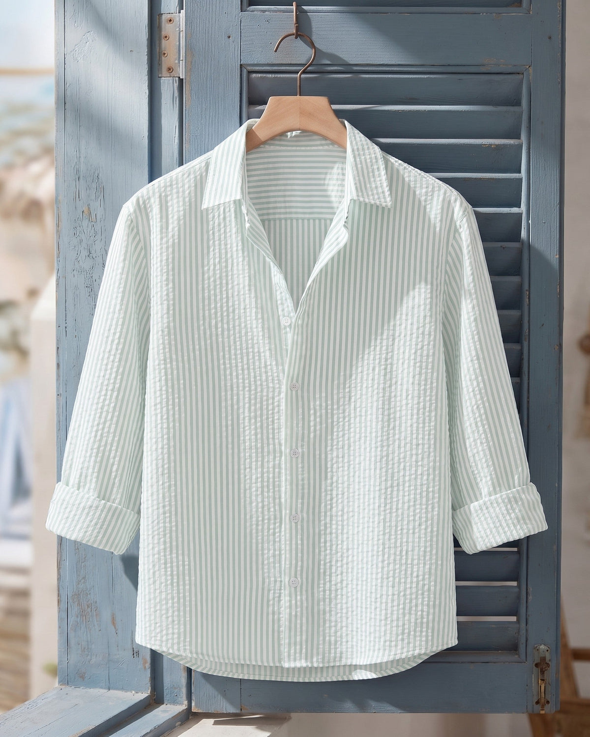 Chemise texturée avec motif vertical pour hommes