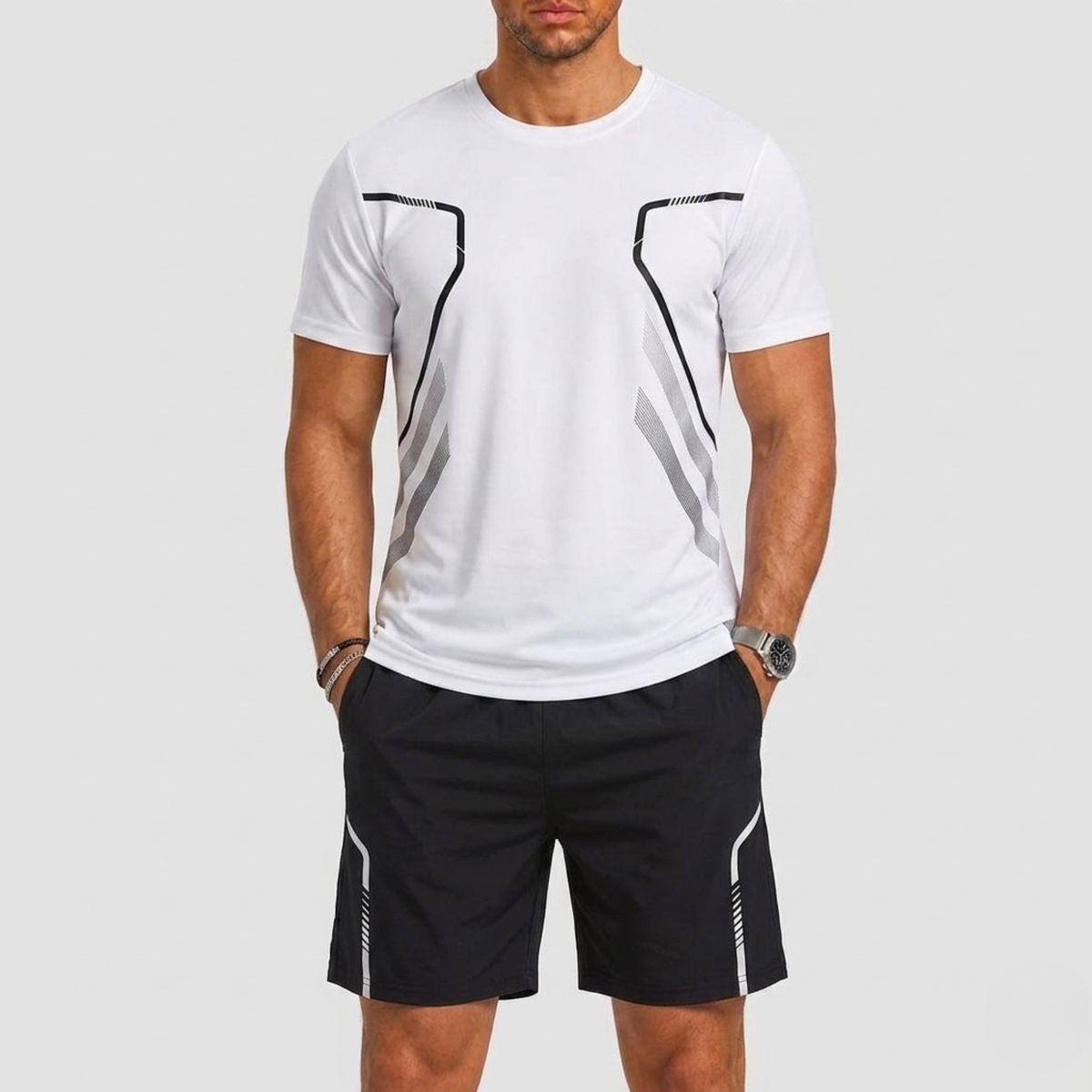 Ensemble sport t-shirt avec short pour hommes