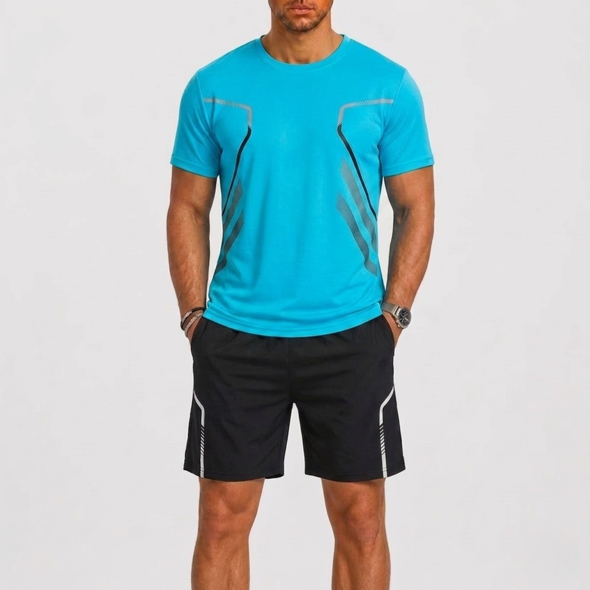 Ensemble sport t-shirt avec short pour hommes