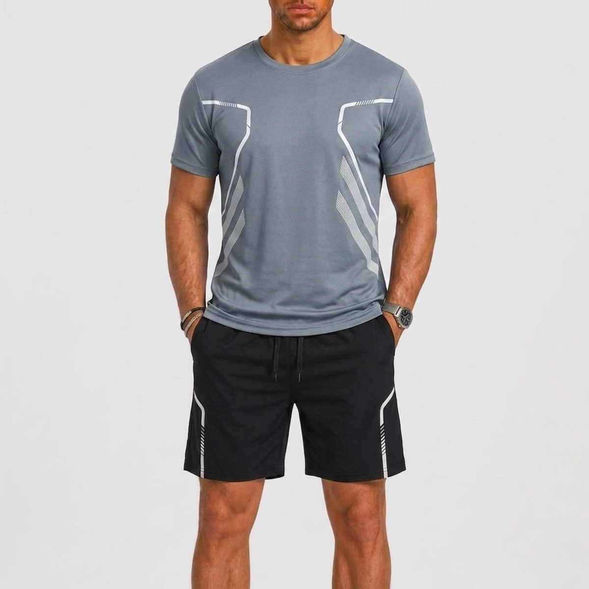 Ensemble sport t-shirt avec short pour hommes