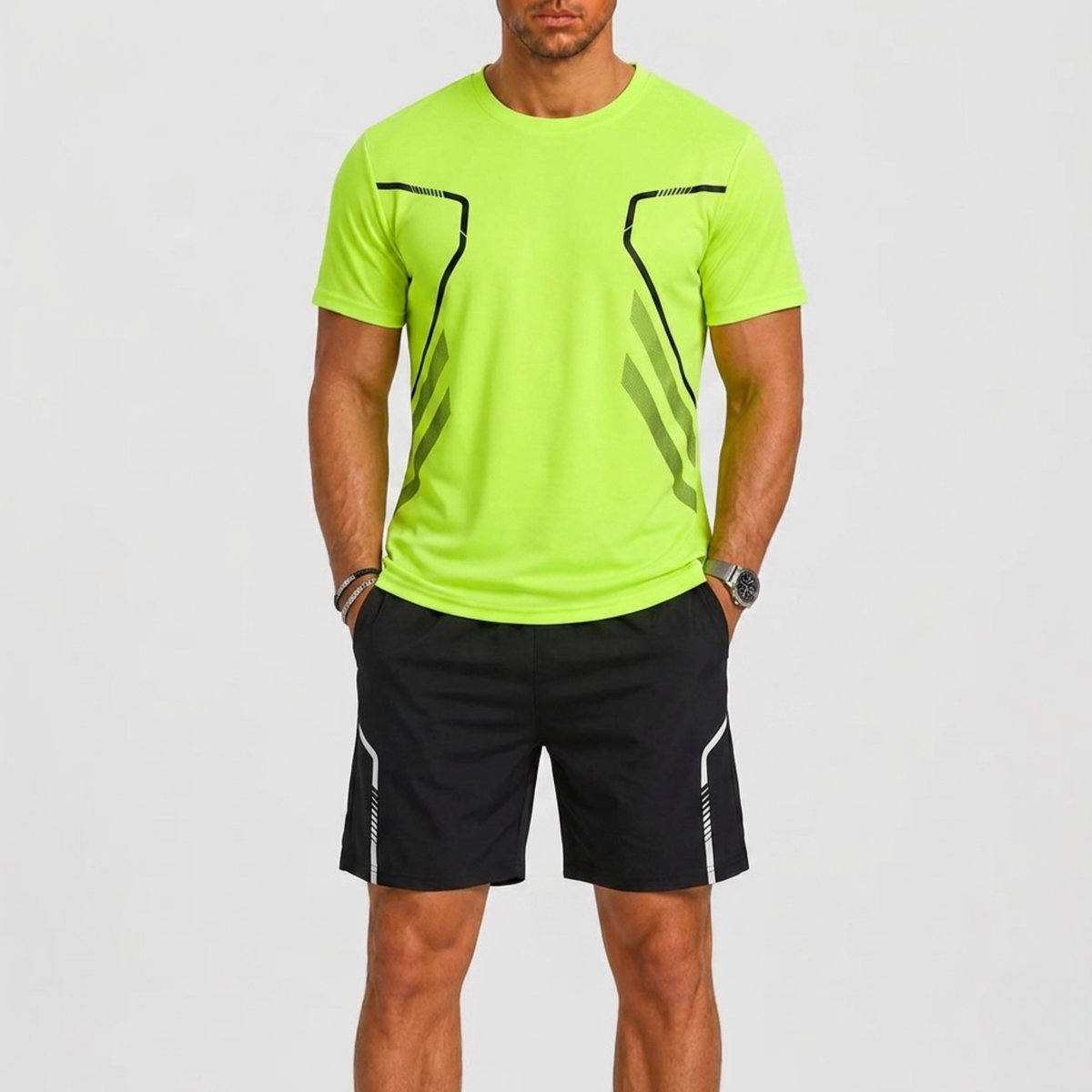 Ensemble sport t-shirt avec short pour hommes
