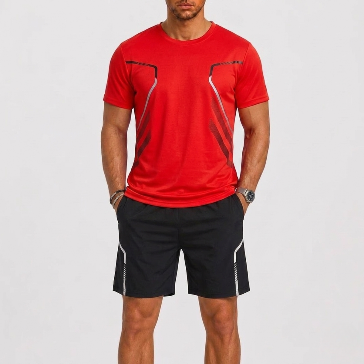 Ensemble sport t-shirt avec short pour hommes