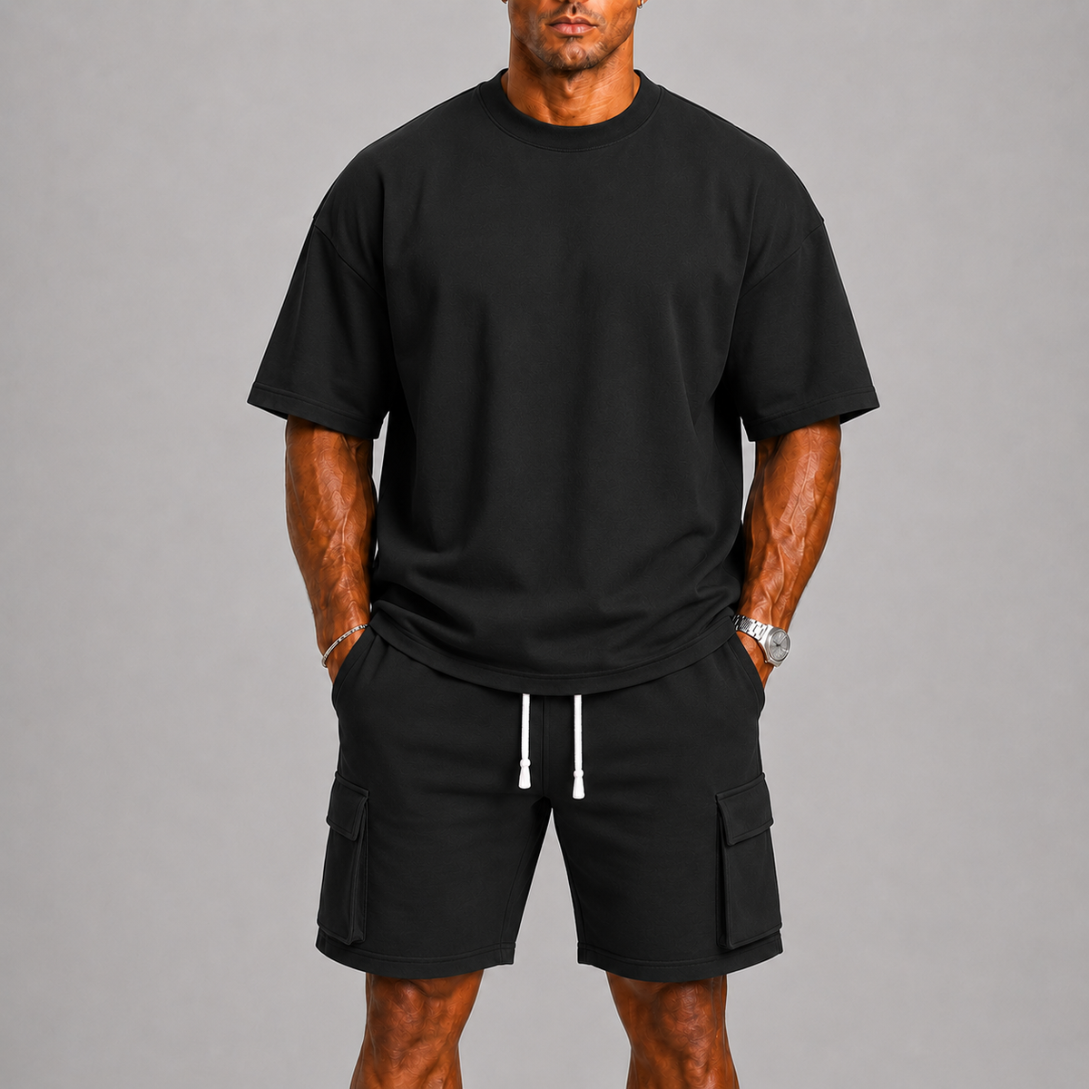 Ensemble t-shirt et short cargo homme