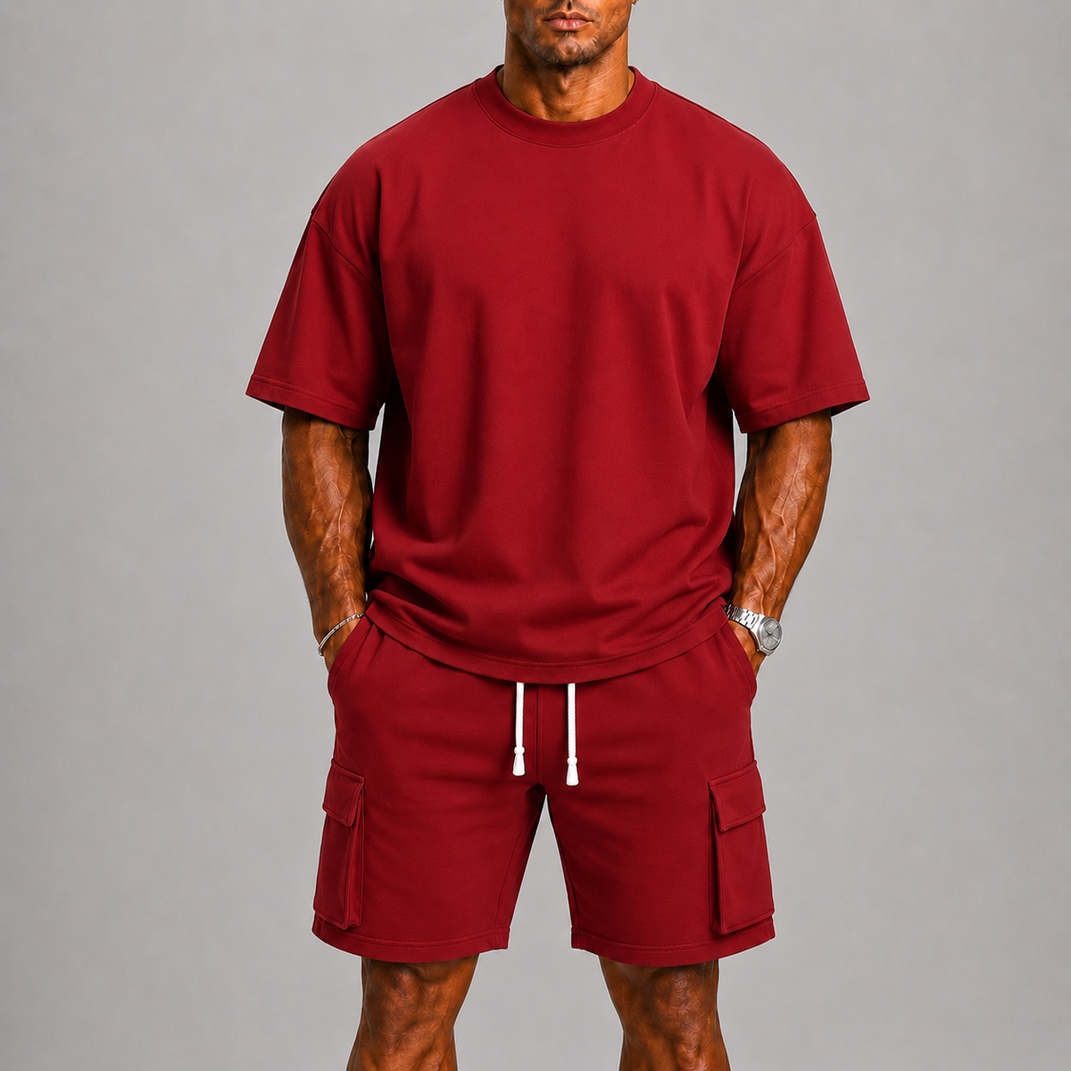 Ensemble t-shirt et short cargo homme