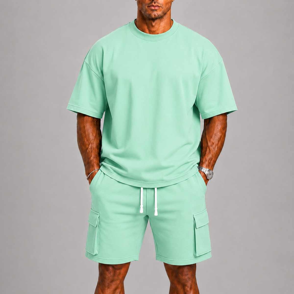 Ensemble t-shirt et short cargo homme