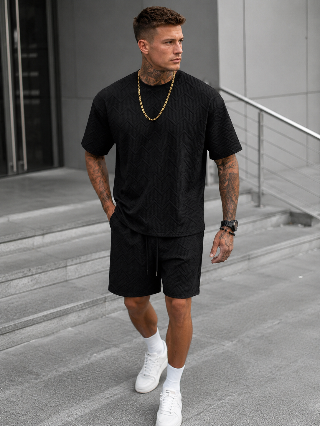 Ensemble t-shirt oversize avec short pour hommes