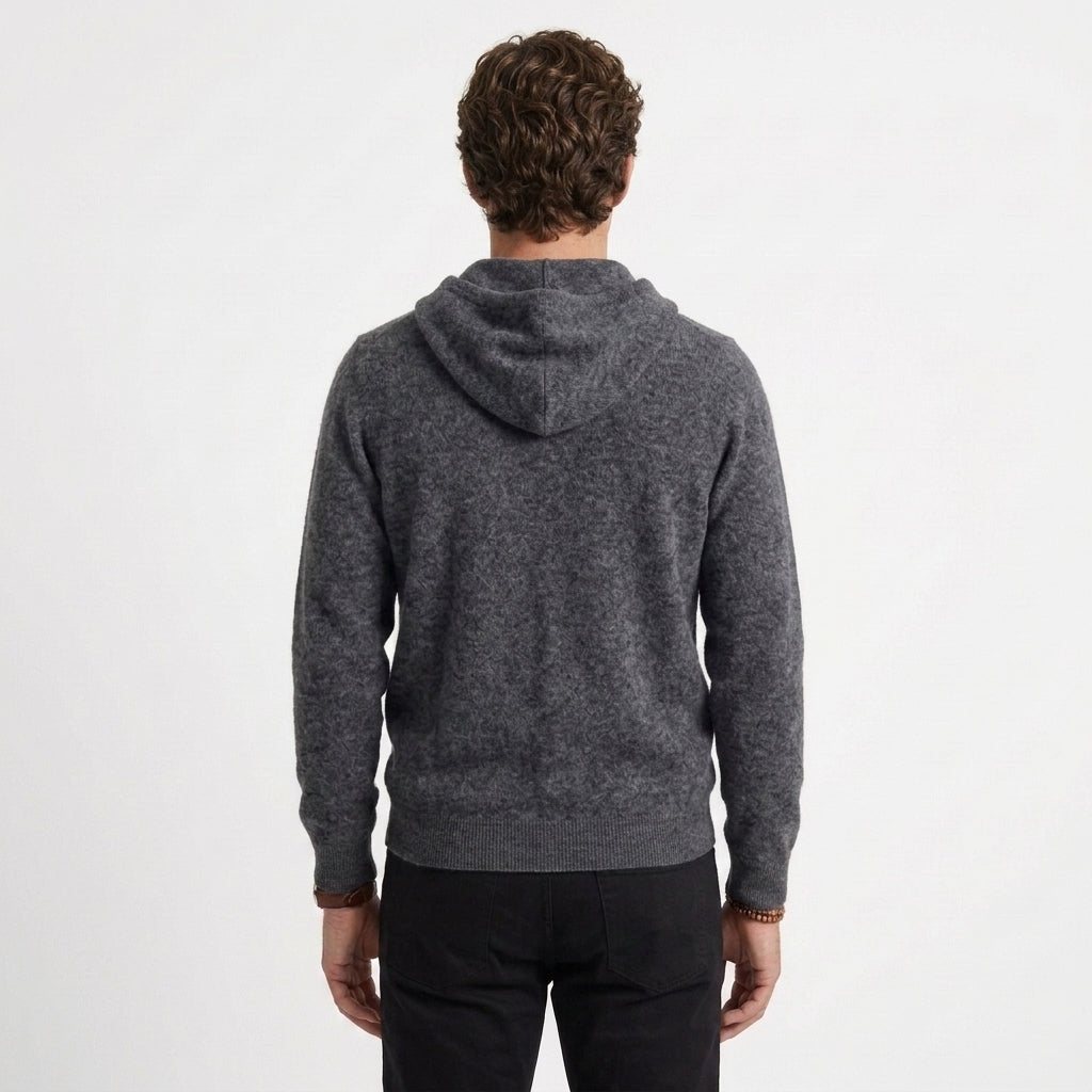 Gilet à capuche zippé en cachemire pour hommes