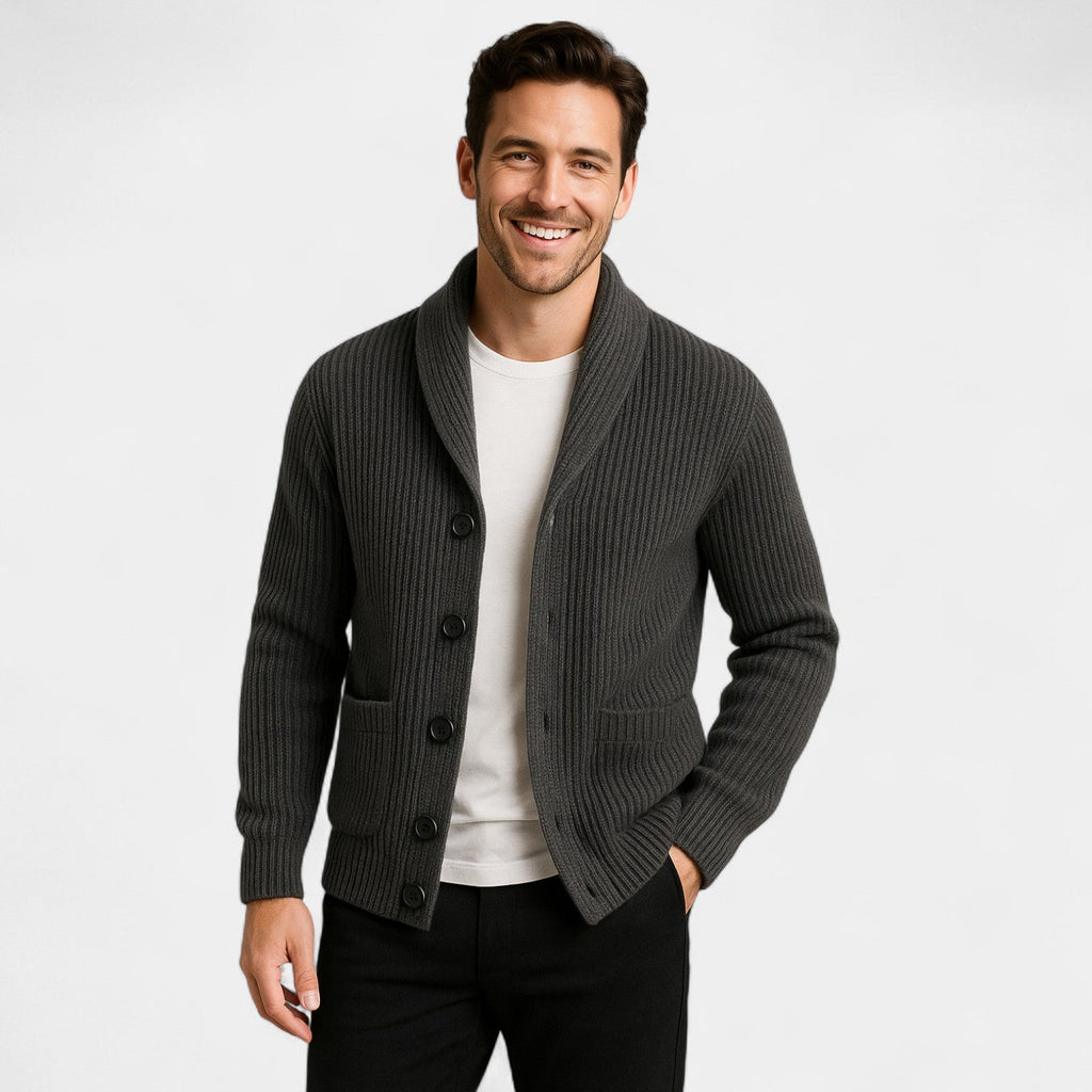 Gilet en maille boutonné homme col montant
