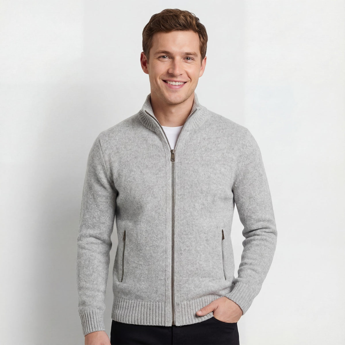Gilet homme maille col montant