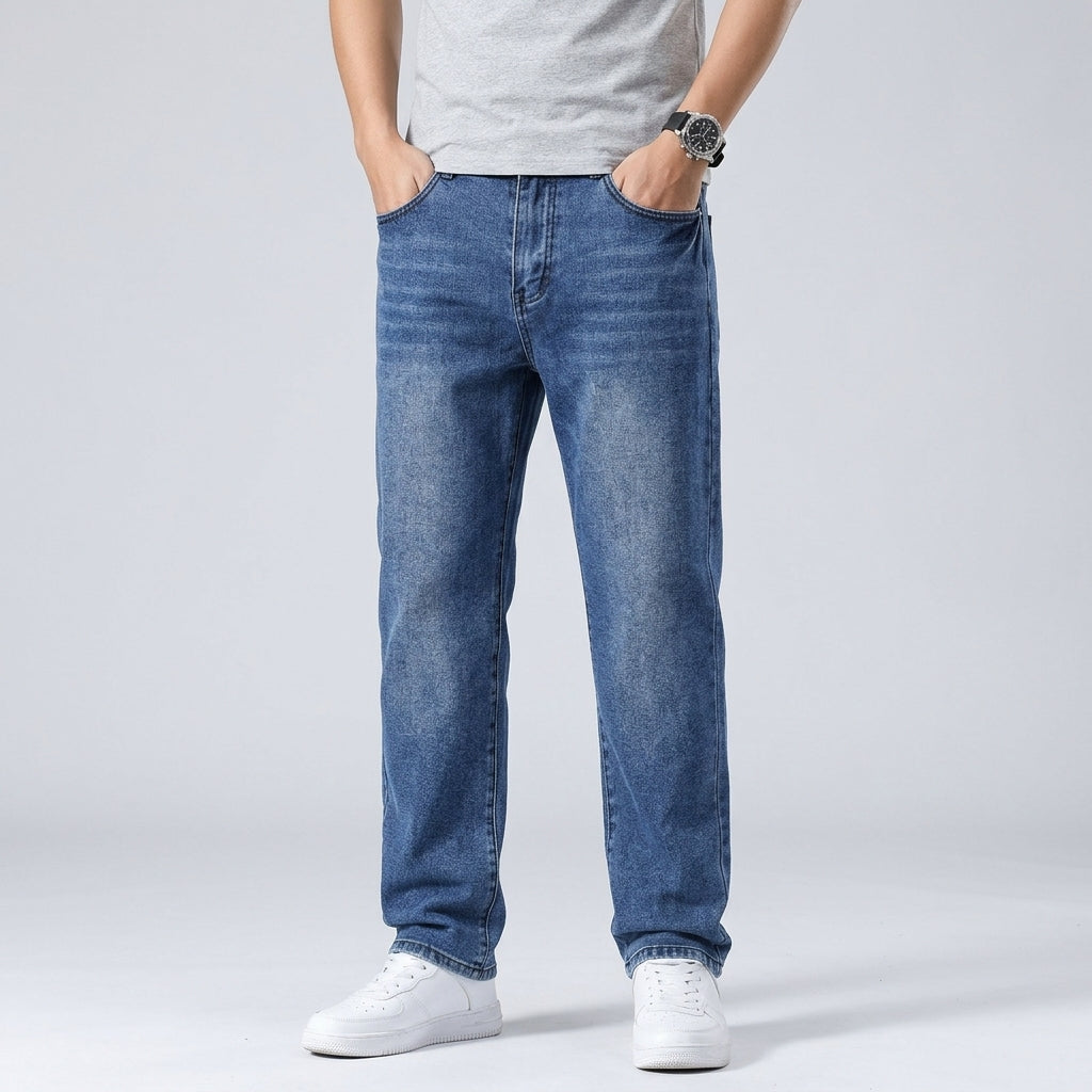 Jean décontracté à jambe droite pour hommes