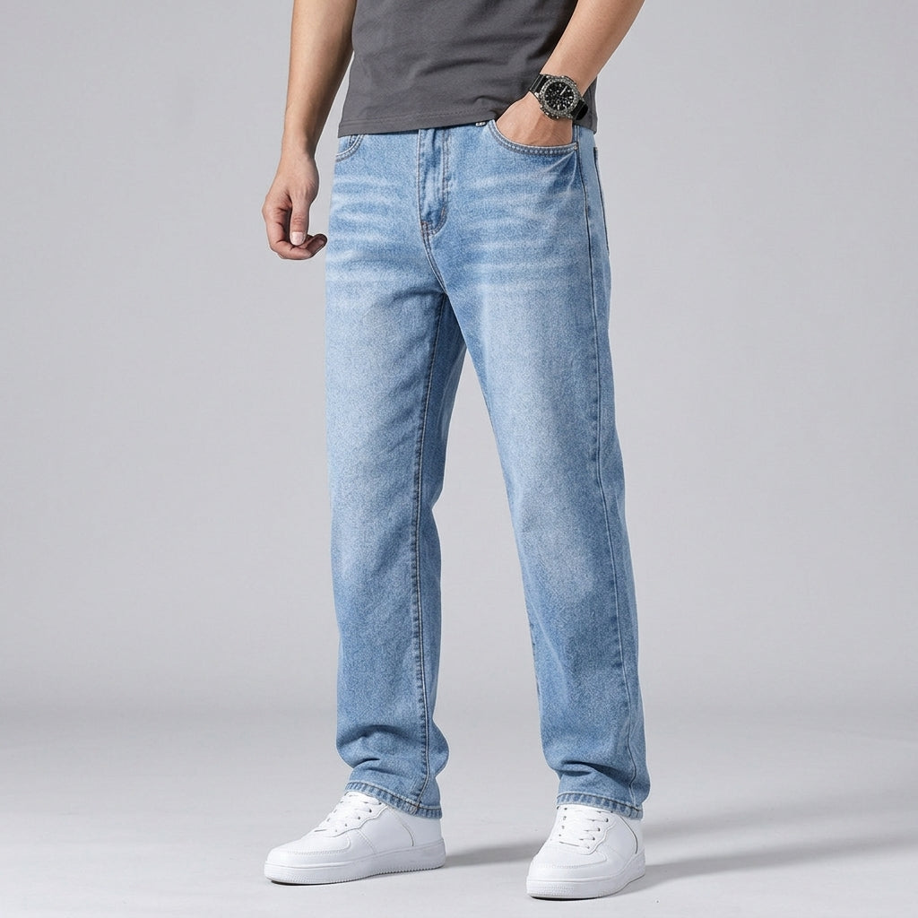Jean décontracté à jambe droite pour hommes