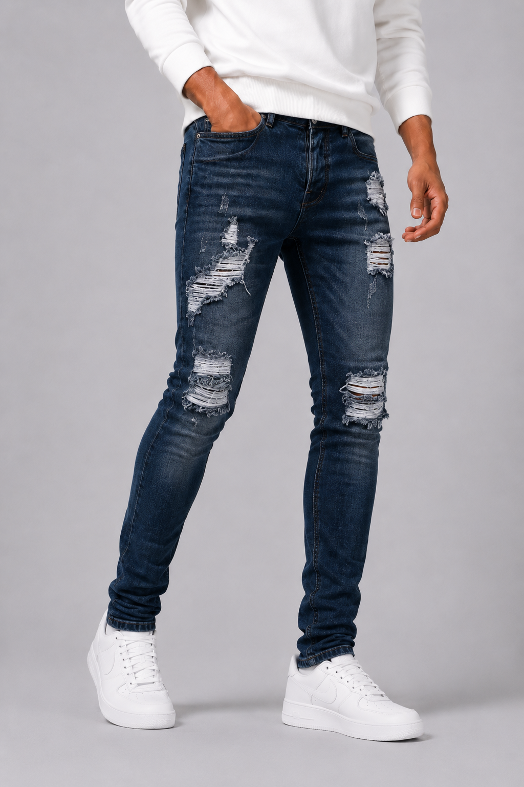 Jeans slim déchiré hommes