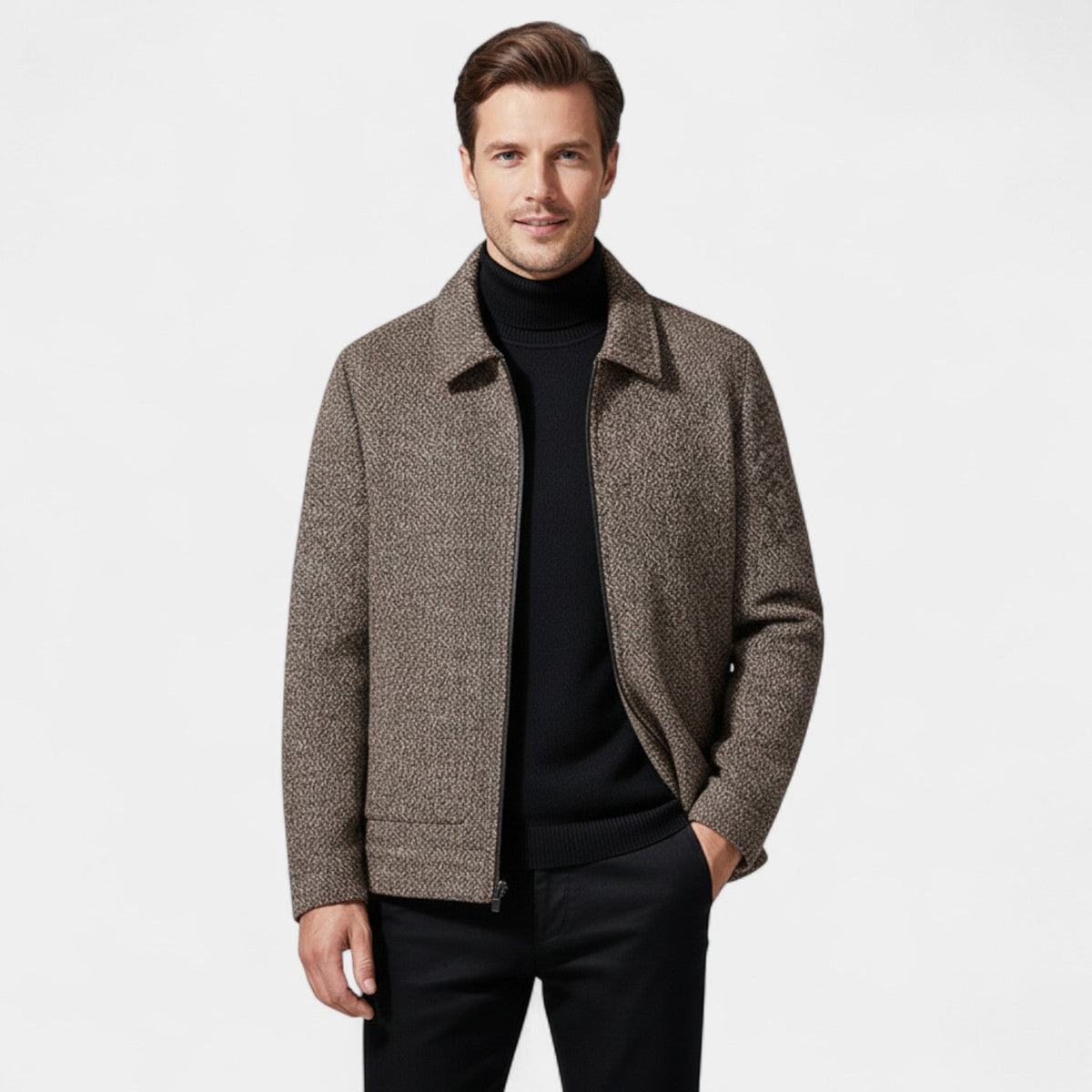 Manteau homme laine col montant