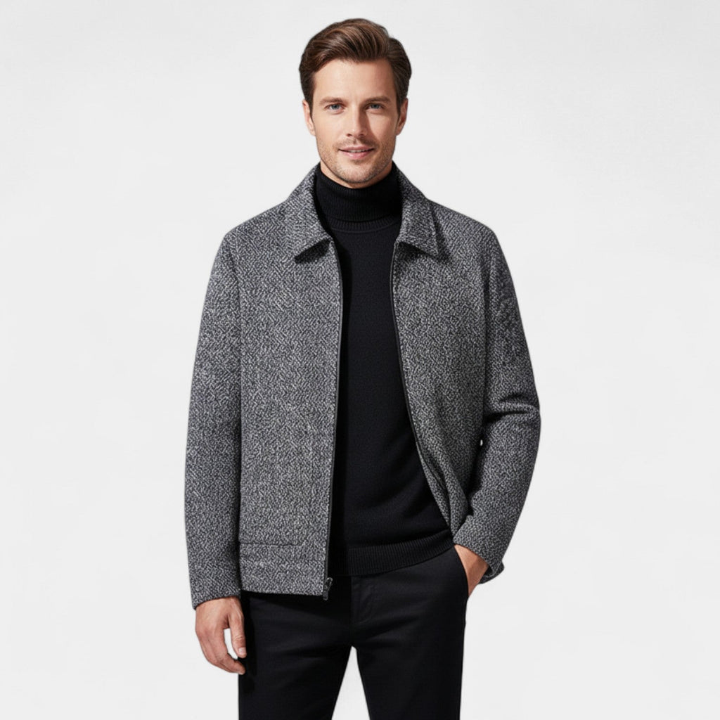 Manteau homme laine col montant