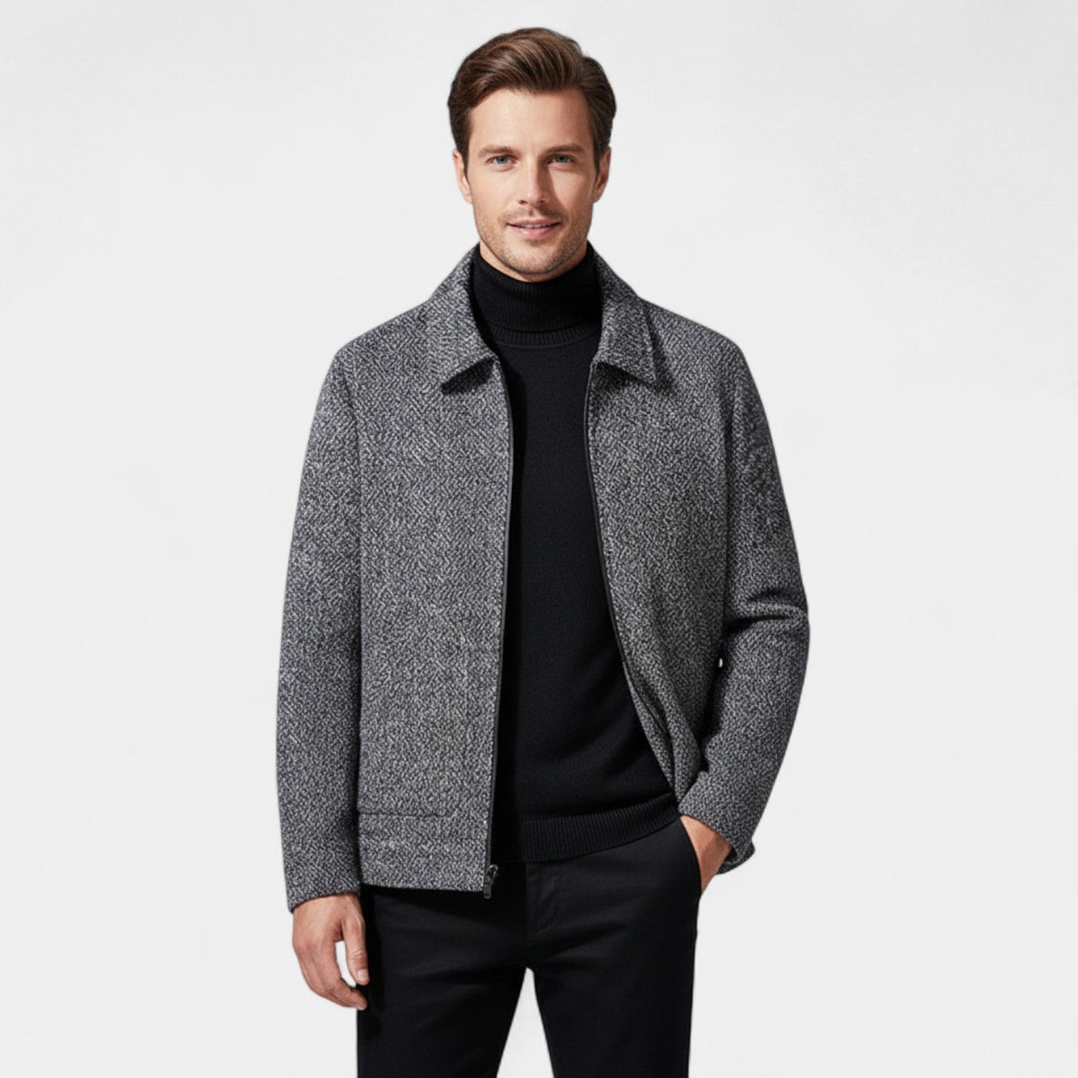 Manteau homme laine col montant