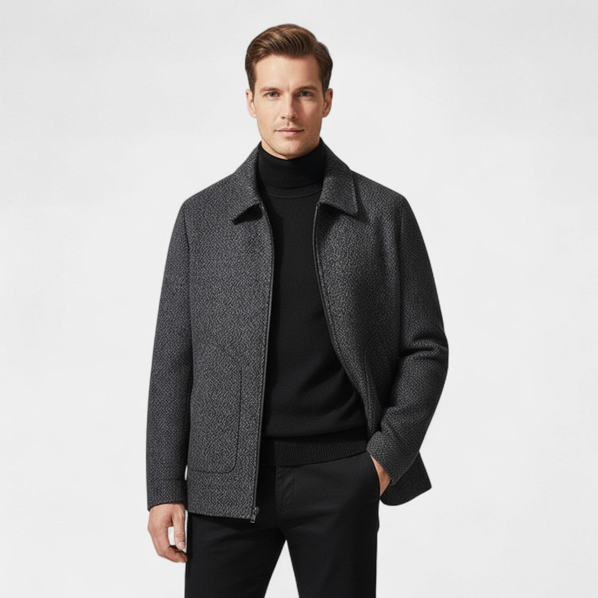 Manteau homme laine col montant