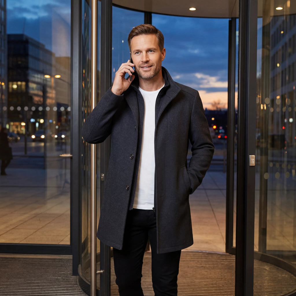 Manteau homme laine mi-long