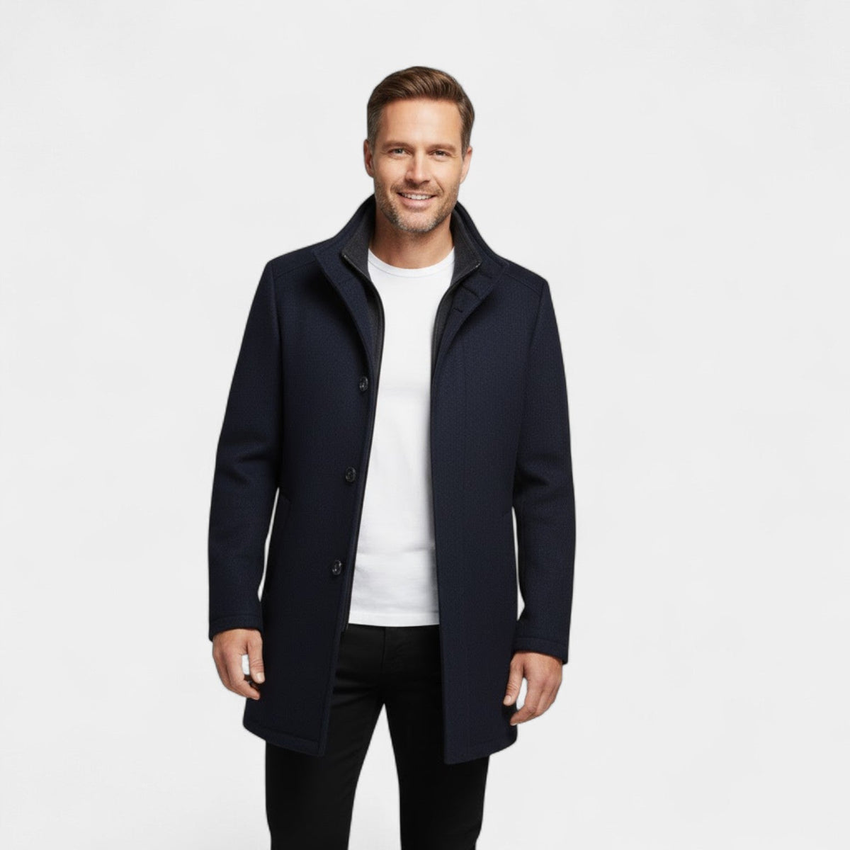 Manteau homme laine mi-long