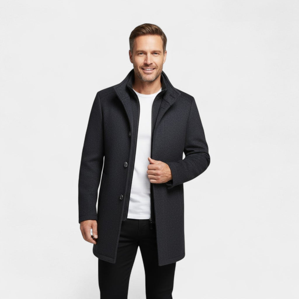 Manteau homme laine mi-long