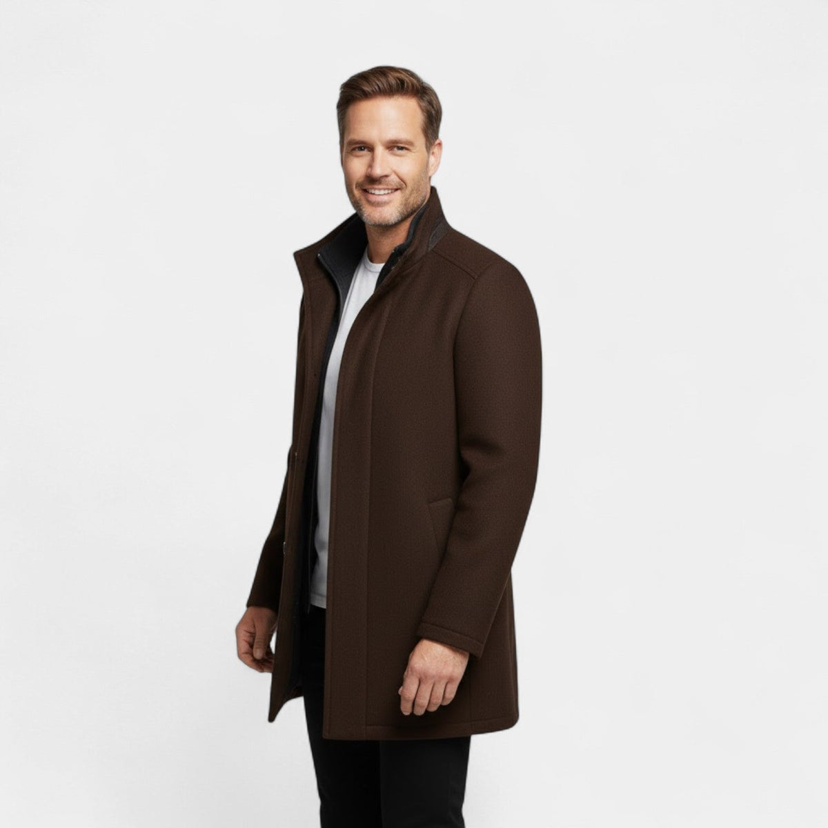 Manteau homme laine mi-long