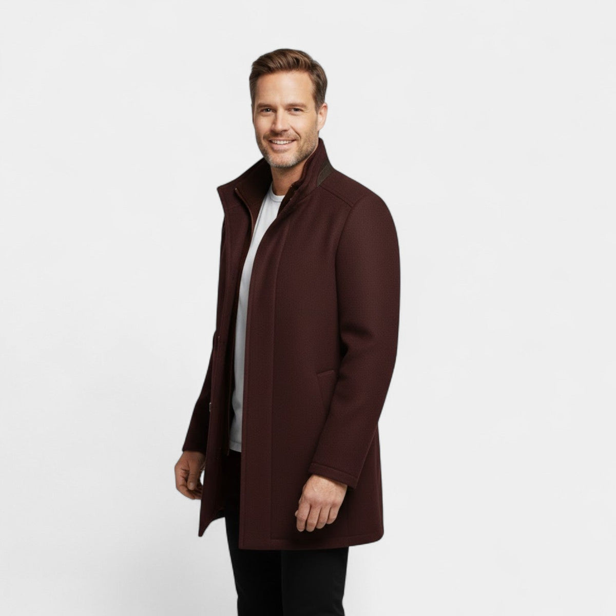Manteau homme laine mi-long