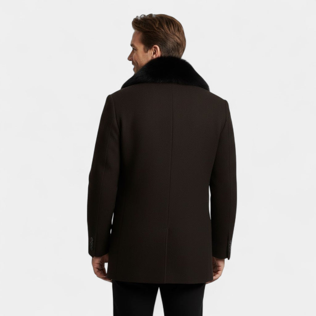 Manteau homme trench laine col fourrure