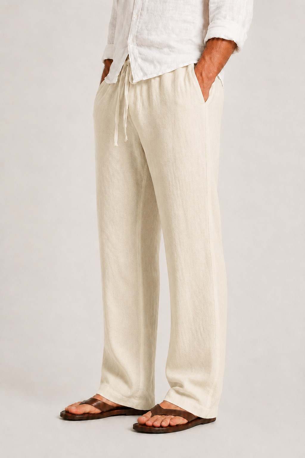 Pantalon lin coton hommes