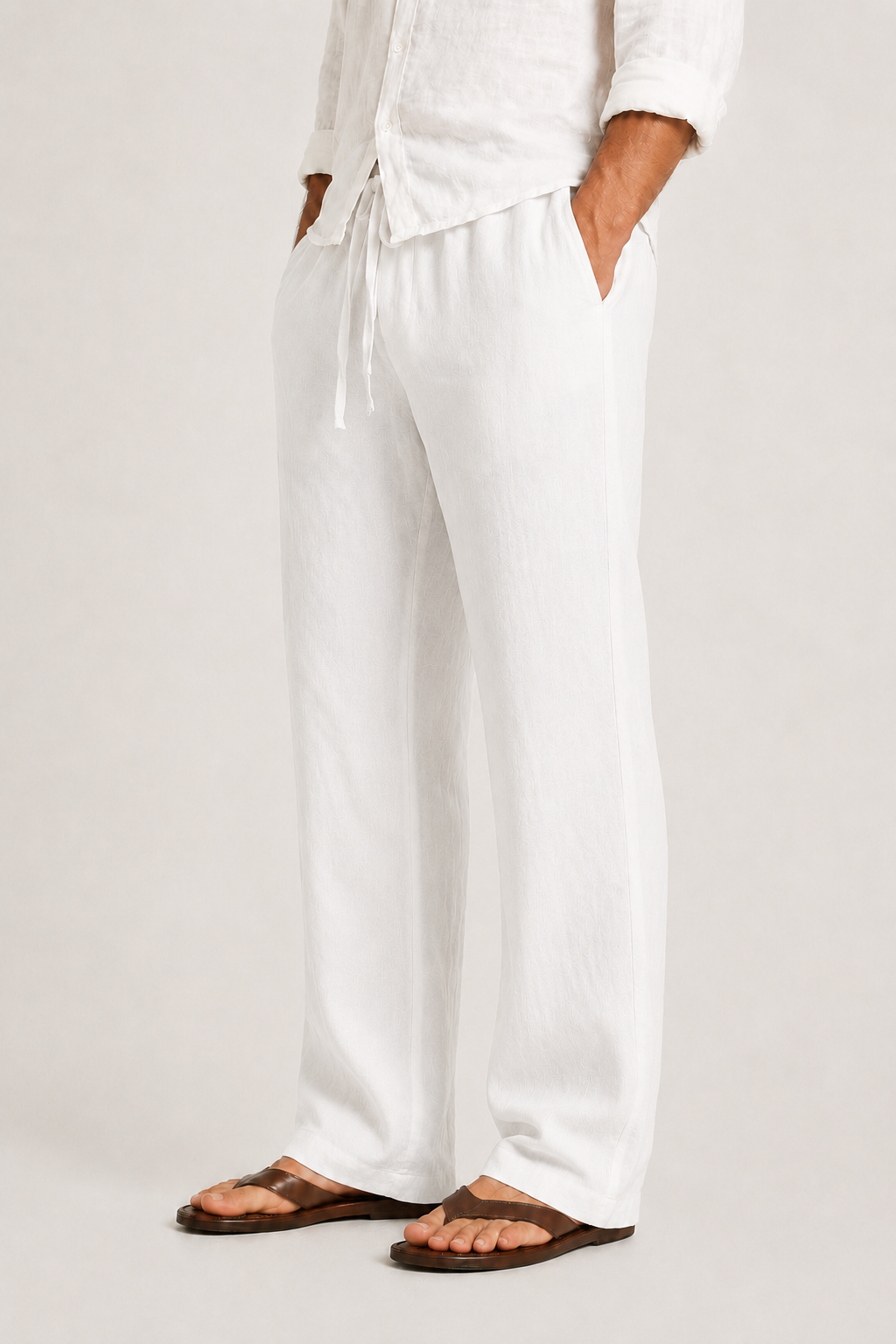 Pantalon lin coton hommes