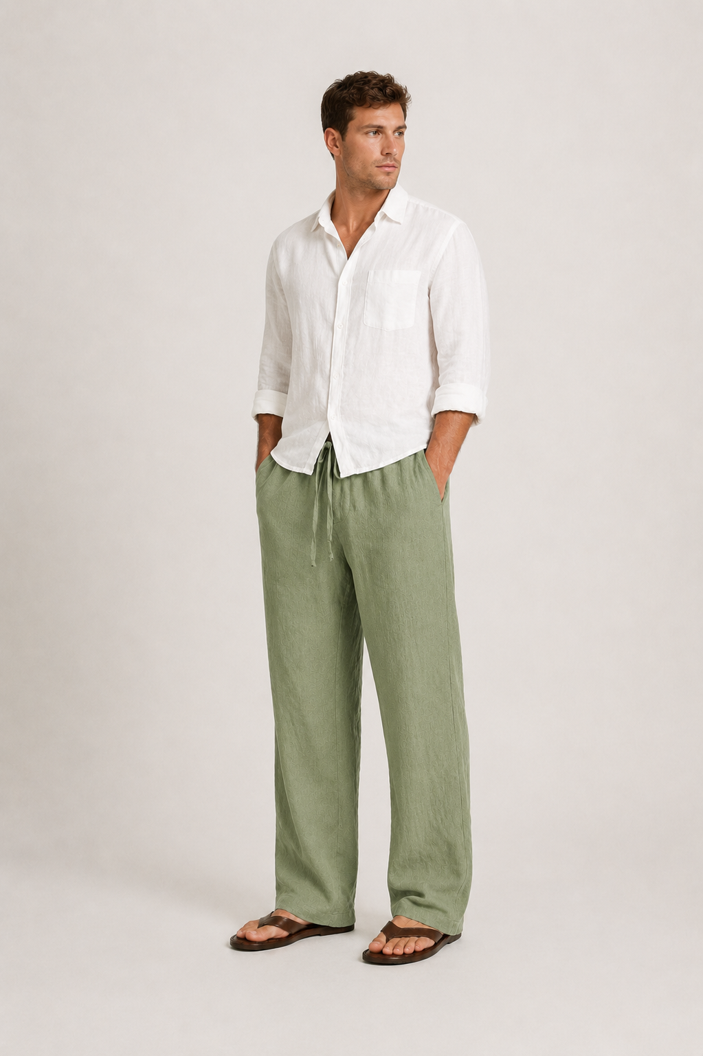 Pantalon lin hommes