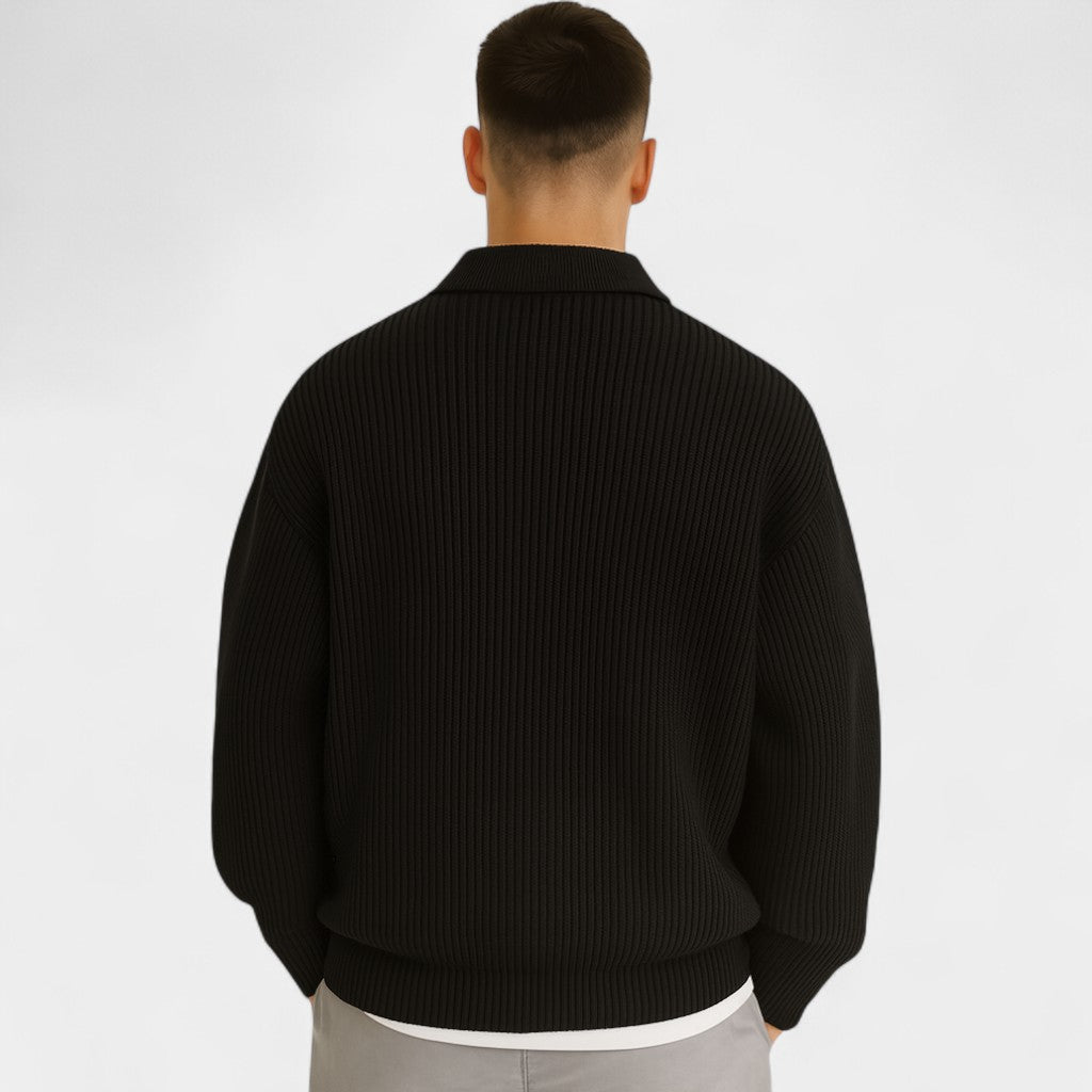 Pull homme maille zip col revers