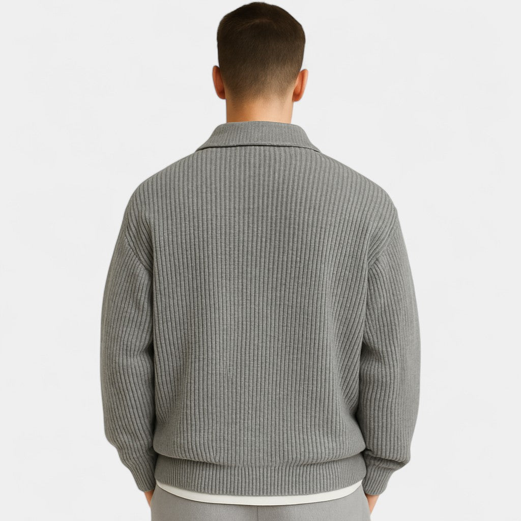 Pull homme maille zip col revers
